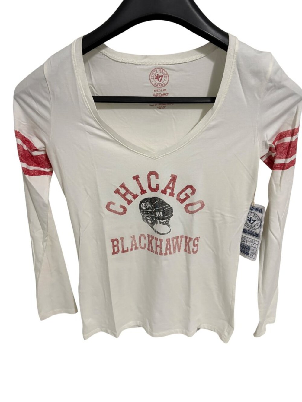 Womens NHL Chicago Blackhawks Logo Long Sleeve Shirt Top Size Medium NWT